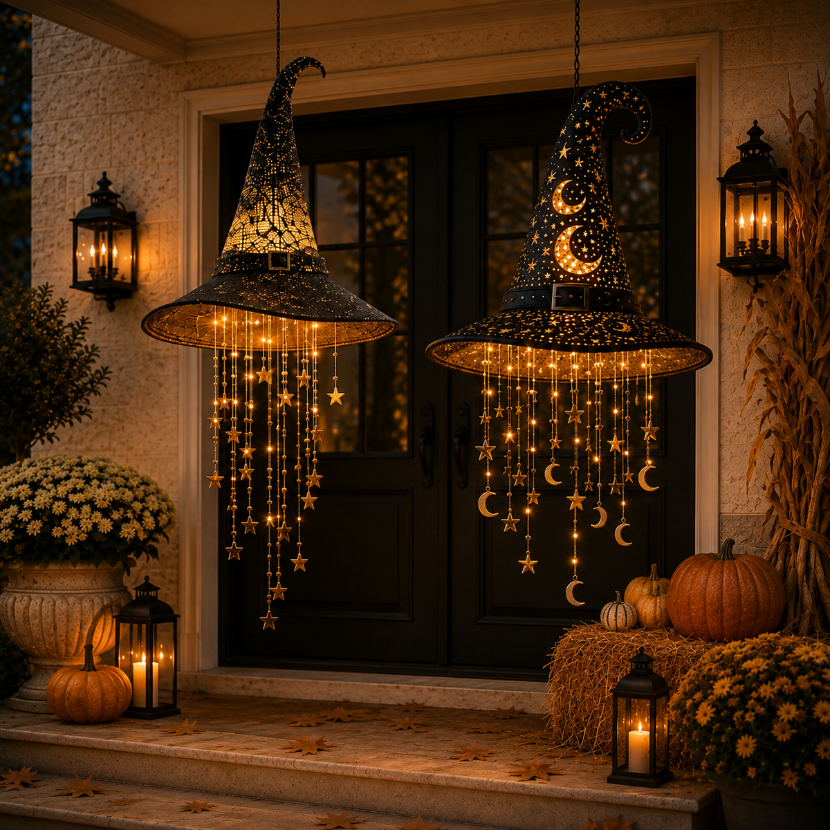 Lighted Witch Hat Hanging Chime