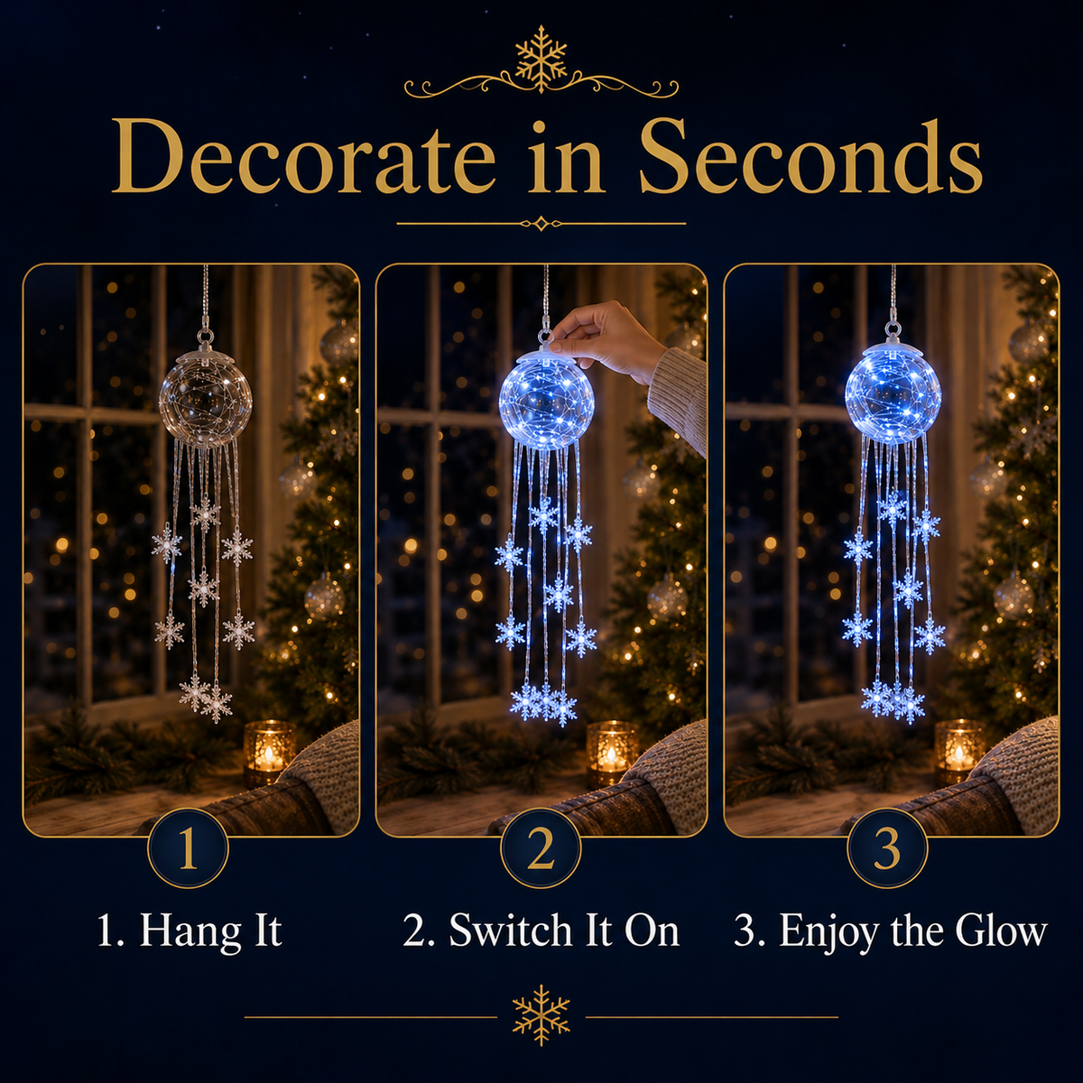 ❄️Winter Magic Snowflake Cascade – LED Hanging Christmas Ornament