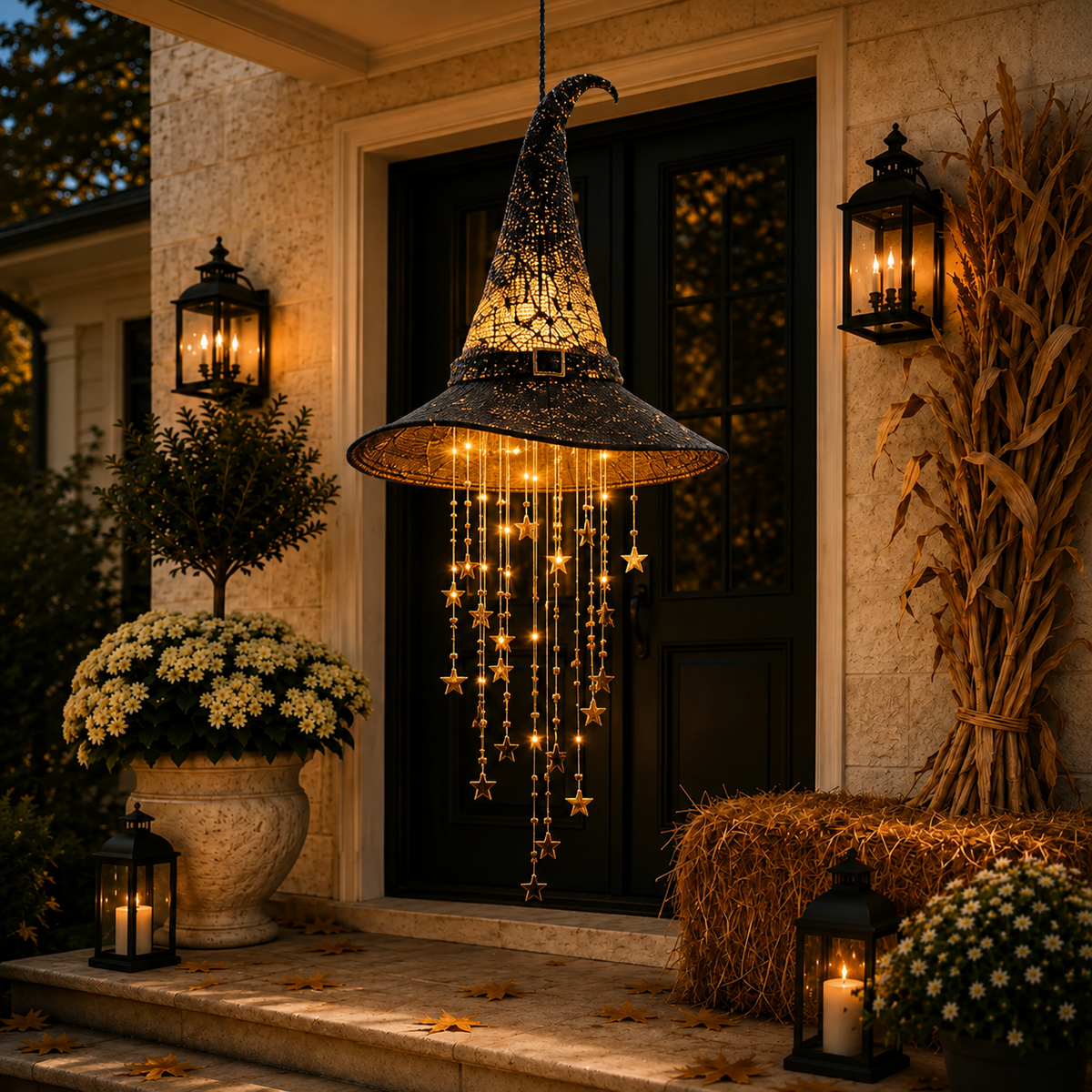 Lighted Witch Hat Hanging Chime