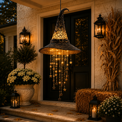 Lighted Witch Hat Hanging Chime