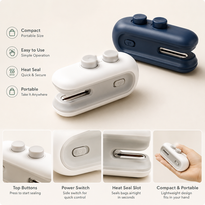 Mini Snack Bag Sealer - 2-in-1 USB Rechargeable Heat Sealer