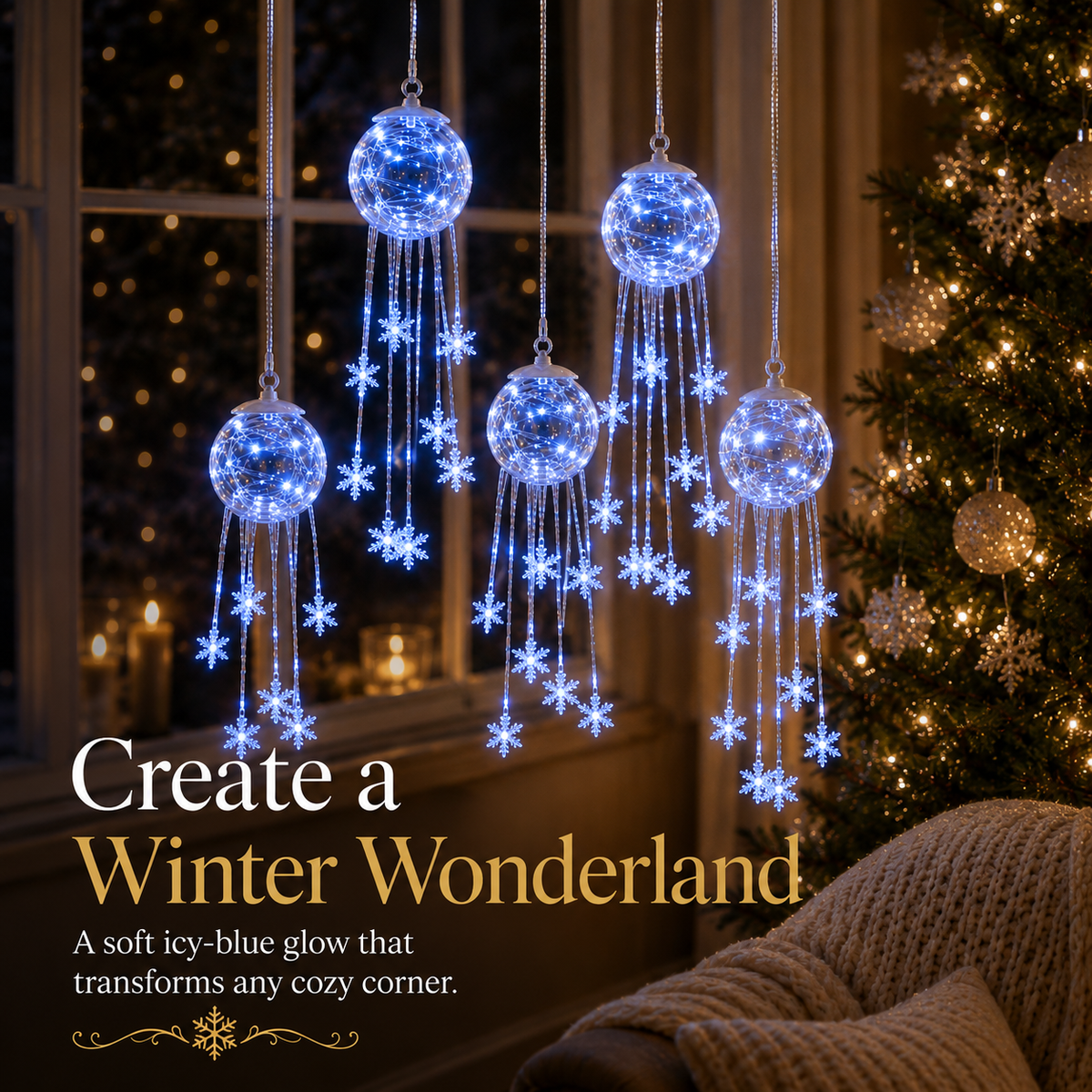 ❄️Winter Magic Snowflake Cascade – LED Hanging Christmas Ornament