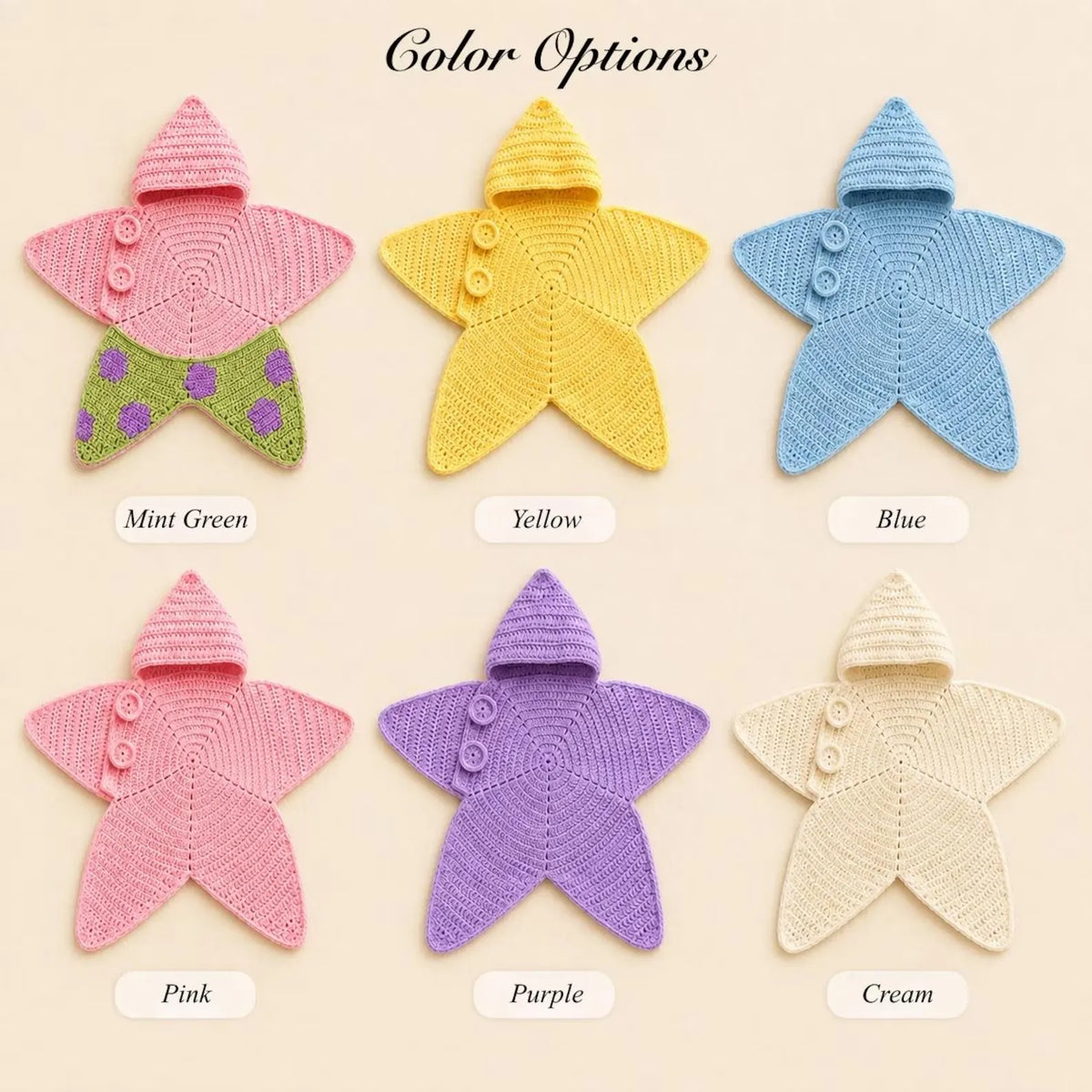 Personalized Hand Crocheted Star Baby Cocoon, Custom Embroidered Name Hooded Newborn Sleep Sack, Baby Shower Gift The 'Little Star' Hand-Knit Baby Swaddle