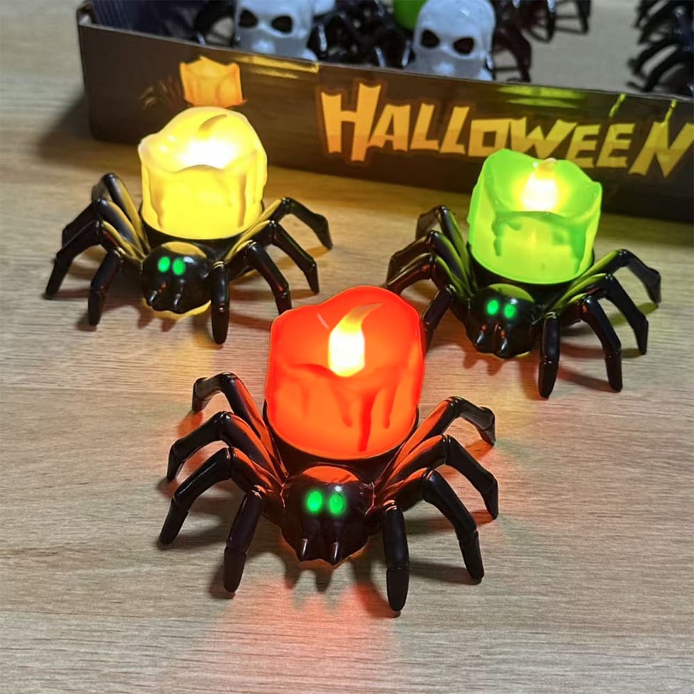 🏆2026 Hot Sale⚡🎃Halloween LED Pumpkin Lamp with Creepy Spider - Flameless Flickering Candle Light for Home Decor🕷️