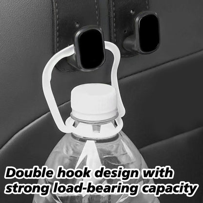 4PCS Faux Leather Car Headrest Hooks: Double-Hook Organizer for Bags & Essentials