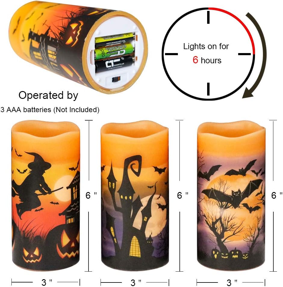🕯️ Halloween Flameless Flickering Candle Set