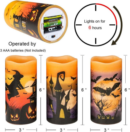 🕯️ Halloween Flameless Flickering Candle Set