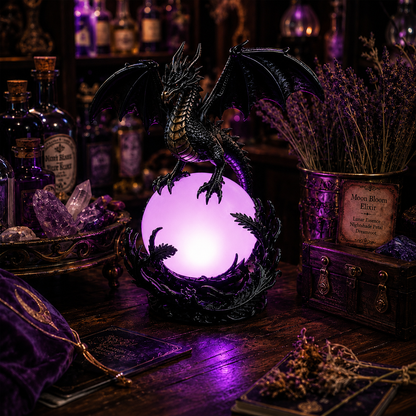 🔮Gothic Dragon LED Crystal Ball Lamp for Dark Aesthetic Decor