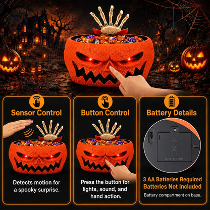 🎃 Funny Jump‑Scare Pumpkin Candy Bowl For Trick-or-Treat Pranking 👻