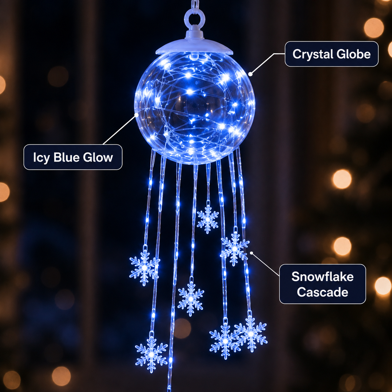 ❄️Winter Magic Snowflake Cascade – LED Hanging Christmas Ornament