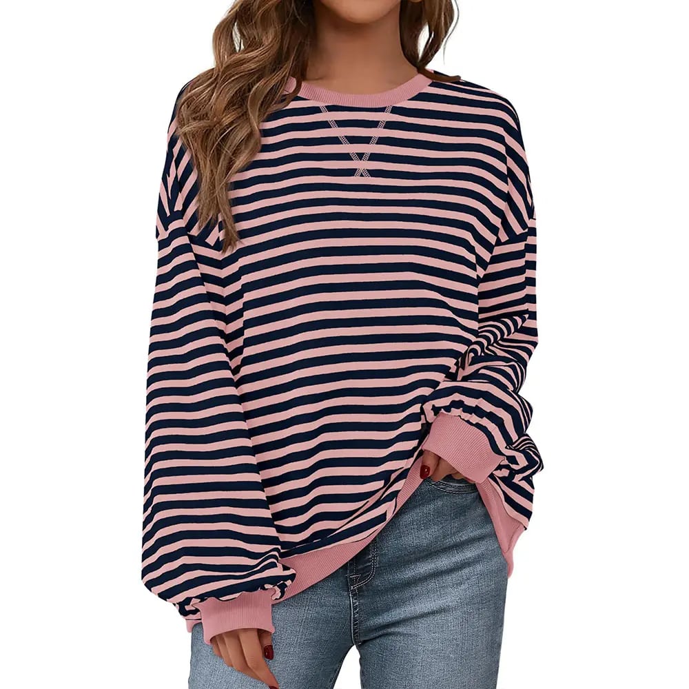 💗Women's Striped Hoodie Sweatshirt with Long Lantern Sleeves