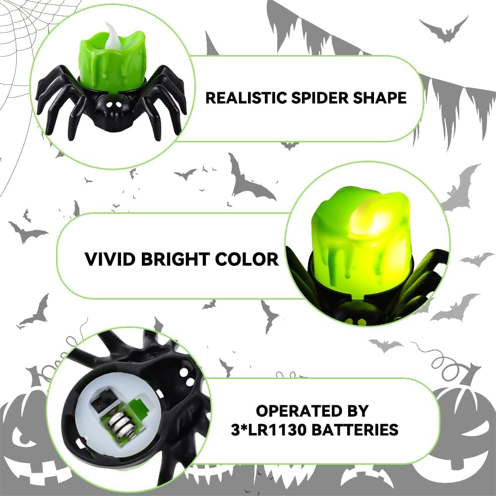 🏆2026 Hot Sale⚡🎃Halloween LED Pumpkin Lamp with Creepy Spider - Flameless Flickering Candle Light for Home Decor🕷️