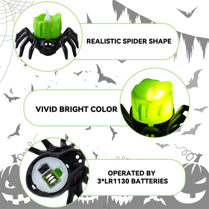 🏆2026 Hot Sale⚡🎃Halloween LED Pumpkin Lamp with Creepy Spider - Flameless Flickering Candle Light for Home Decor🕷️