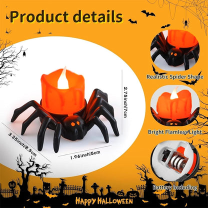 🏆2026 Hot Sale⚡🎃Halloween LED Pumpkin Lamp with Creepy Spider - Flameless Flickering Candle Light for Home Decor🕷️