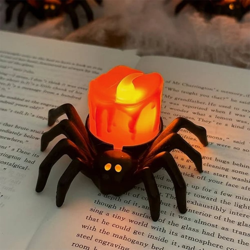 🏆2026 Hot Sale⚡🎃Halloween LED Pumpkin Lamp with Creepy Spider - Flameless Flickering Candle Light for Home Decor🕷️