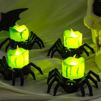 🏆2026 Hot Sale⚡🎃Halloween LED Pumpkin Lamp with Creepy Spider - Flameless Flickering Candle Light for Home Decor🕷️