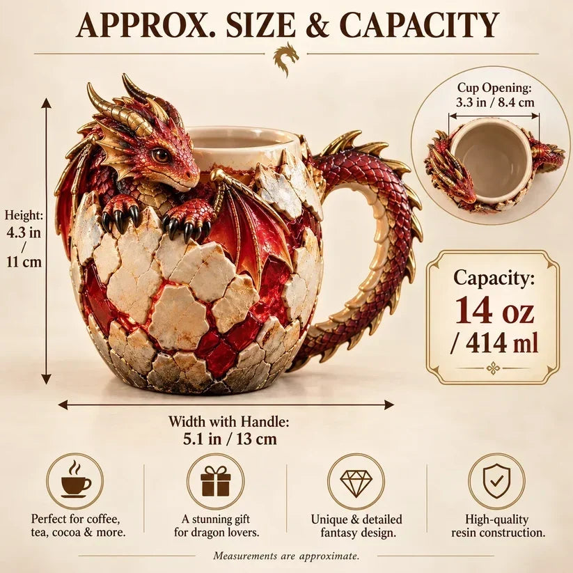 ⏳ Last Day 48% OFF – 🐉 Sculpted Dragon Mug Collection | 6 Fantasy Realm Designs with Raised 3D Dragon Details ☕