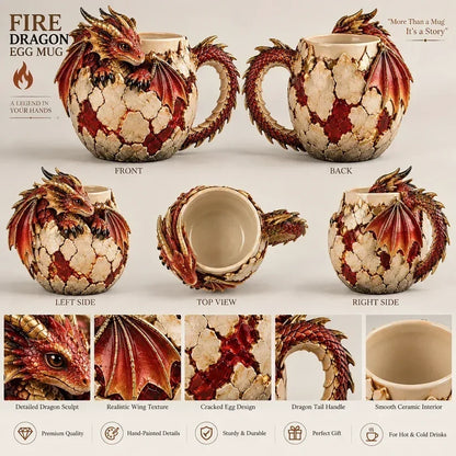 ⏳ Last Day 48% OFF – 🐉 Sculpted Dragon Mug Collection | 6 Fantasy Realm Designs with Raised 3D Dragon Details ☕