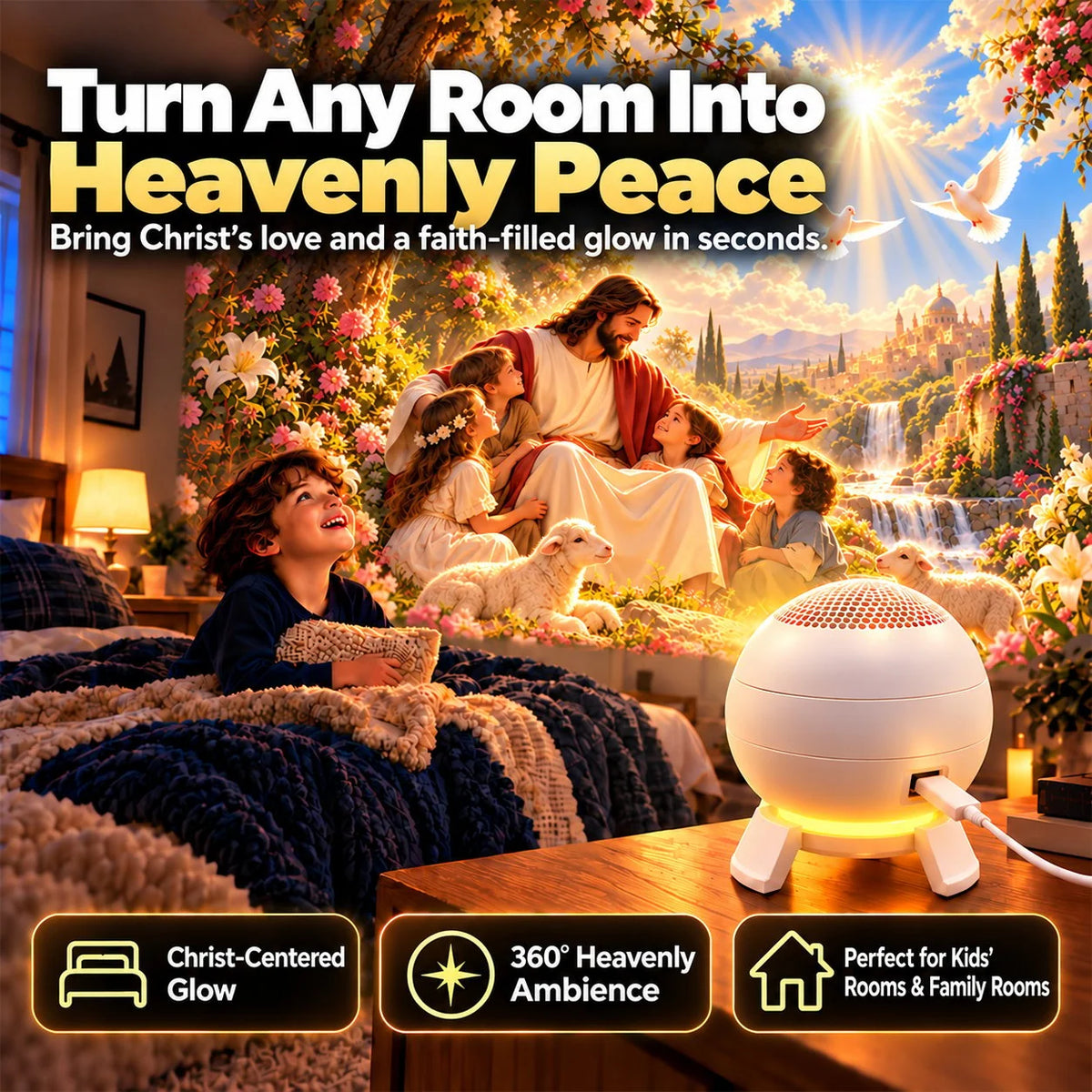 ⏰49% OFF✝️ Jesus Loves the Little Children Projection Light – Fill Your Home With Christ’s Love & Heavenly Peace