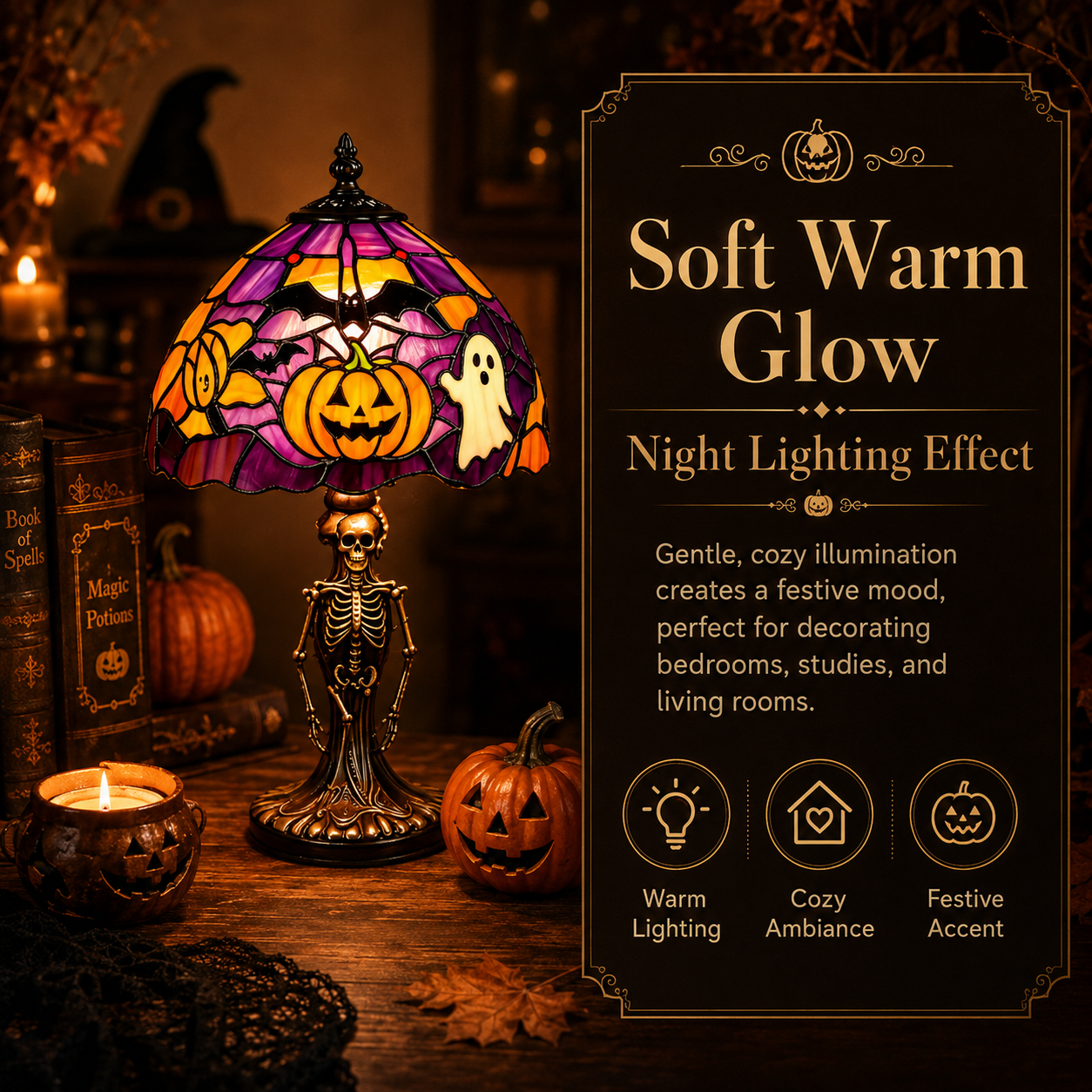 👻🎃 50% OFF TODAY – The Skeleton Stained Glass Lamp Your Halloween Needs