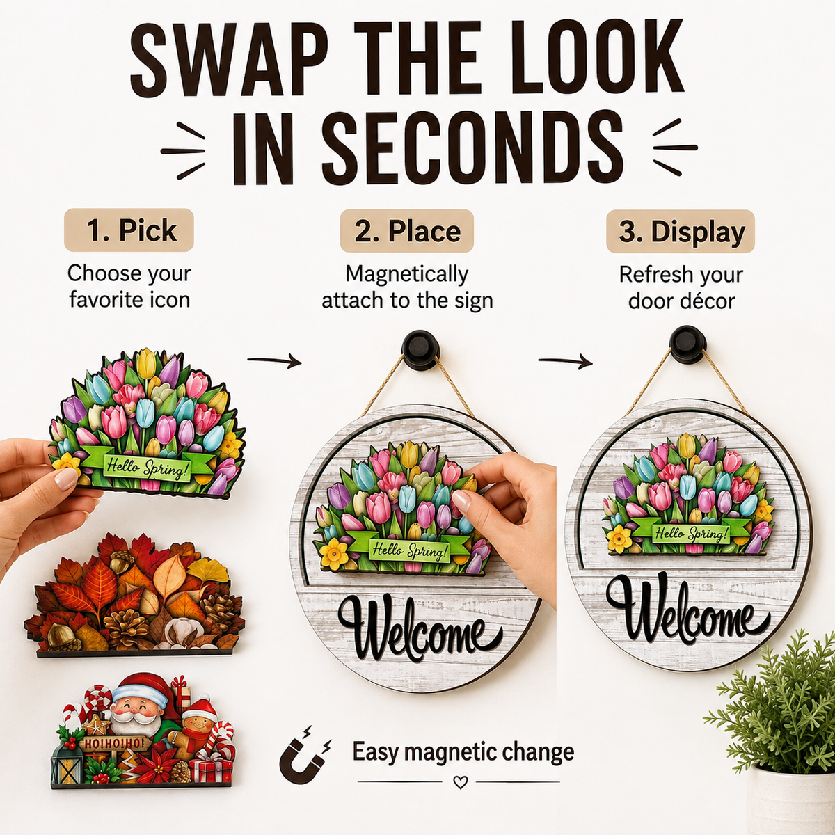 Seasonal welcome sign styling