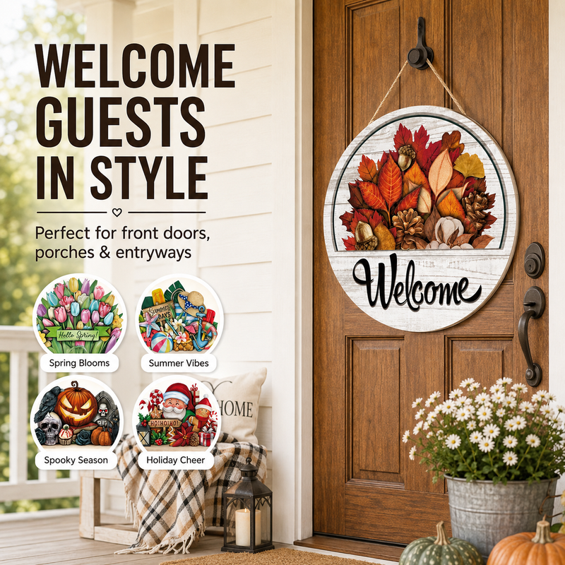 Holiday seasonal welcome sign styling