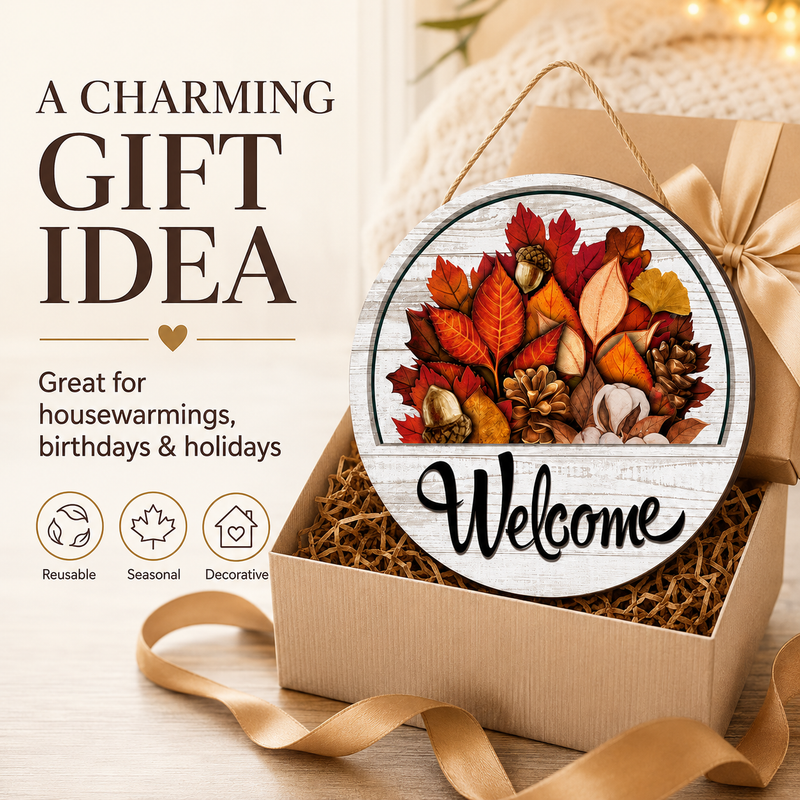 Fall seasonal welcome sign styling