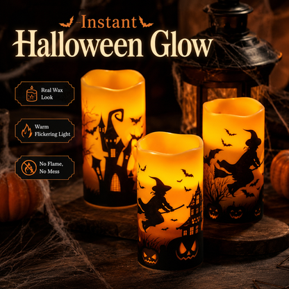 🕯️ Halloween Flameless Flickering Candle Set