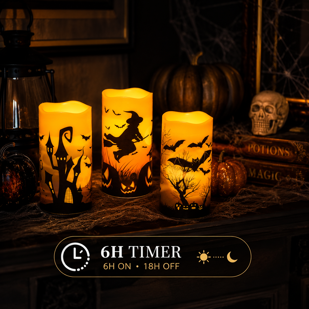 🕯️ Halloween Flameless Flickering Candle Set