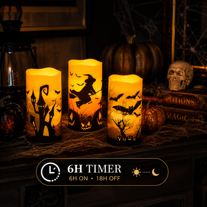 🕯️ Halloween Flameless Flickering Candle Set