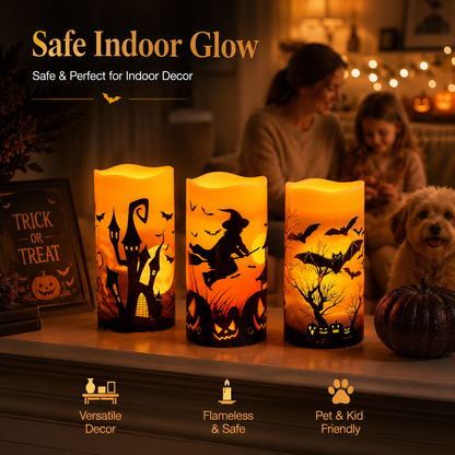 🕯️ Halloween Flameless Flickering Candle Set