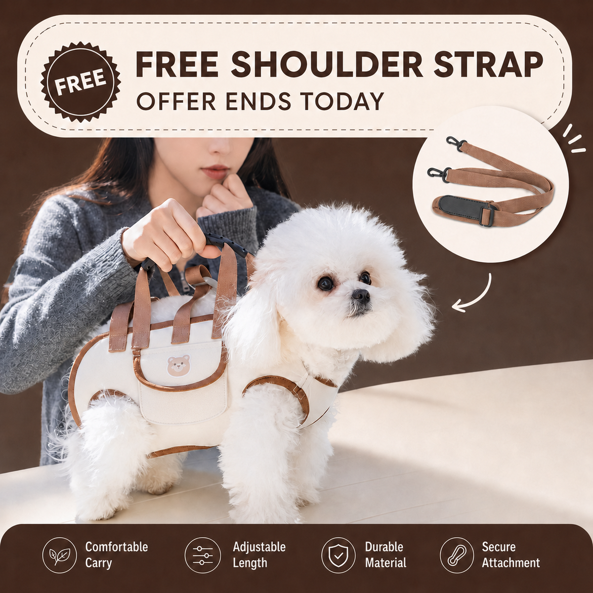🐾 Hands-Free Pet Carrier Backpack with Adjustable Shoulder Strap