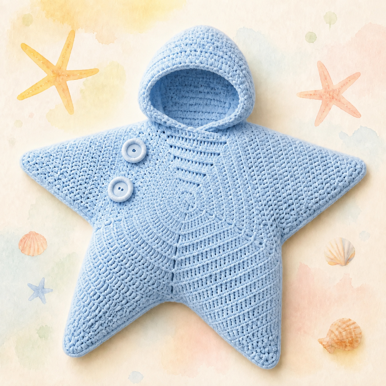 Personalized Hand Crocheted Star Baby Cocoon, Custom Embroidered Name Hooded Newborn Sleep Sack, Baby Shower Gift The 'Little Star' Hand-Knit Baby Swaddle