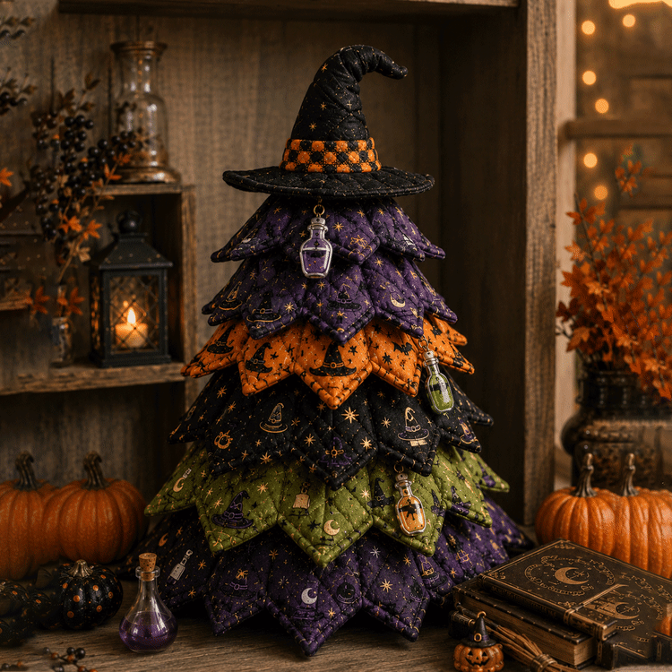 Halloween Quilted Fabric Tree Kit | 3D DIY Tabletop Centerpiece