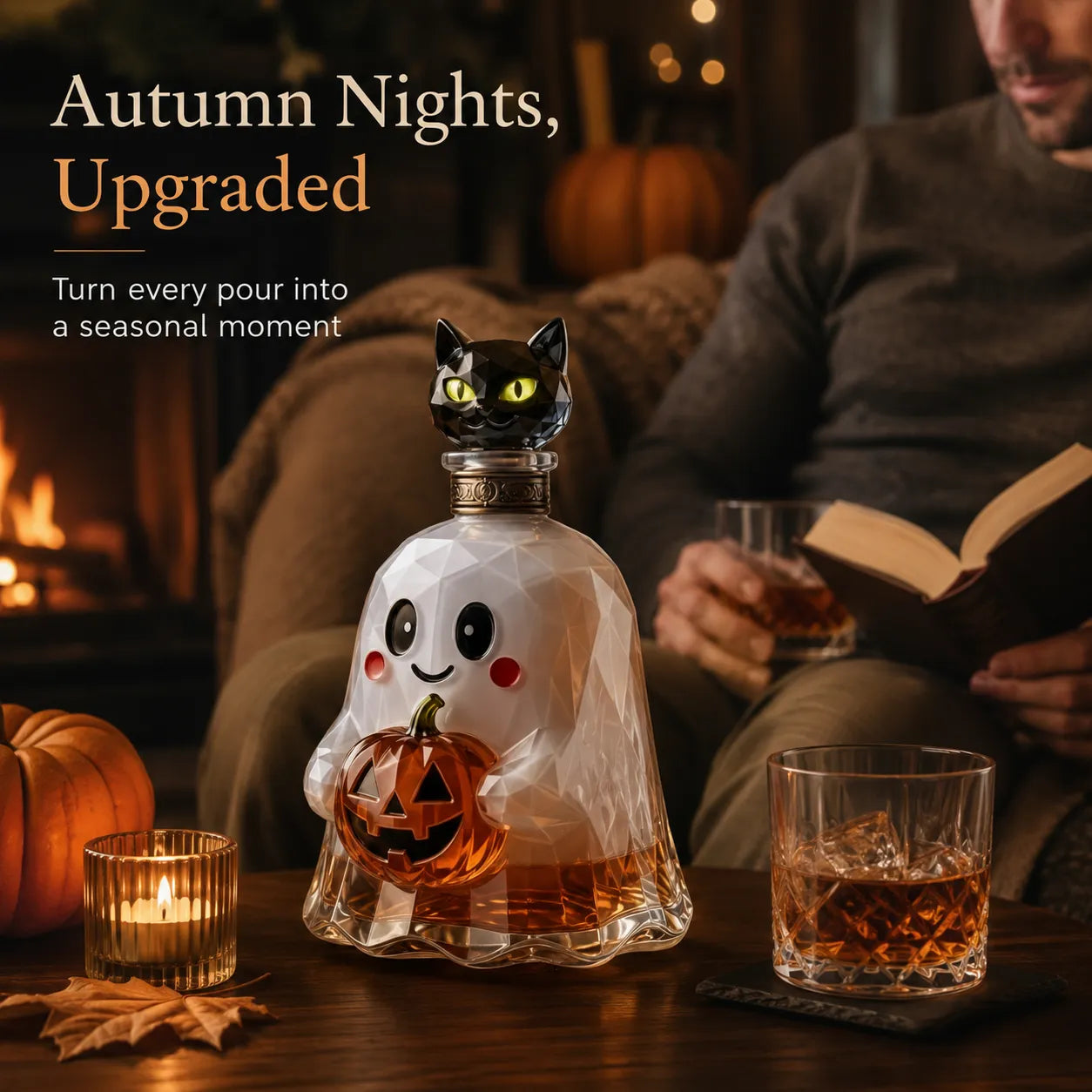 🔥HOT SALE🔥Ghost Pumpkin Halloween Decanter 🎃 Spooky Glass Whiskey Bottle 💥Buy 2 Get Free Shipment💥