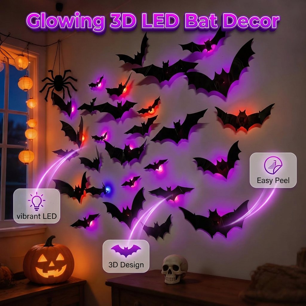 🎃 HALLOWEEN EARLY BIRD SALE✨Halloween LED Bat Night Light Wall Decor🦇