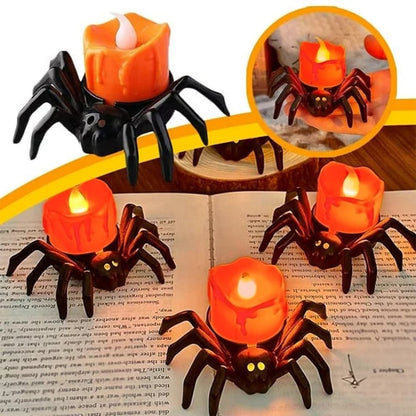 🏆2026 Hot Sale⚡🎃Halloween LED Pumpkin Lamp with Creepy Spider - Flameless Flickering Candle Light for Home Decor🕷️