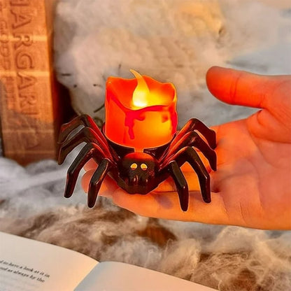 🏆2026 Hot Sale⚡🎃Halloween LED Pumpkin Lamp with Creepy Spider - Flameless Flickering Candle Light for Home Decor🕷️
