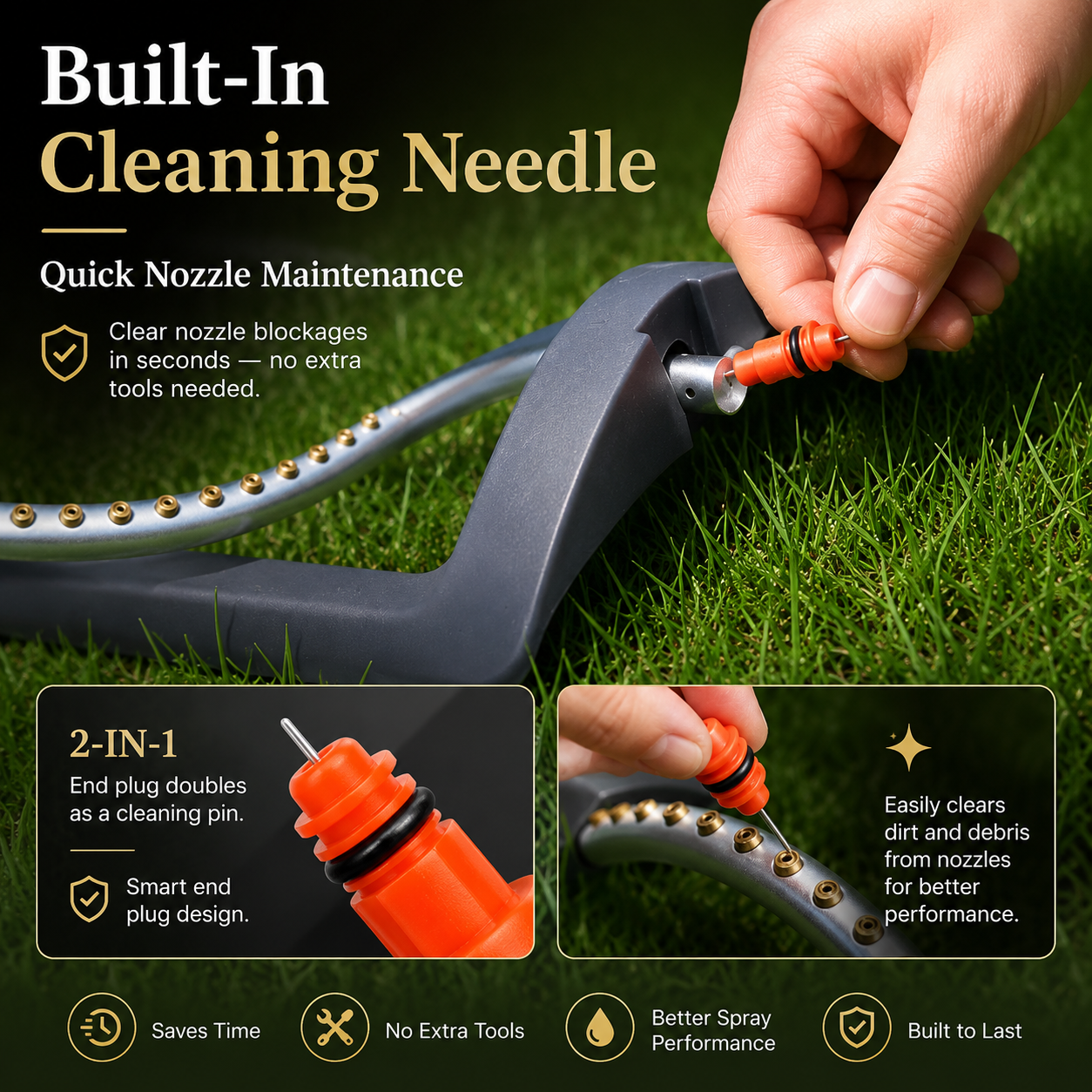 Large Coverage Oscillating Yard Sprinkler (Up to 32ft) - 19 Precision Nozzles with Built-In Unclogging Pin