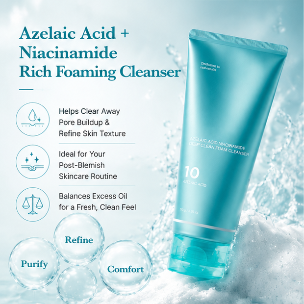 Azelaic Acid Gummy Whip Cleanser with Niacinamide for Pore Cleansing
