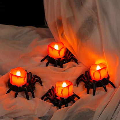 🏆2026 Hot Sale⚡🎃Halloween LED Pumpkin Lamp with Creepy Spider - Flameless Flickering Candle Light for Home Decor🕷️
