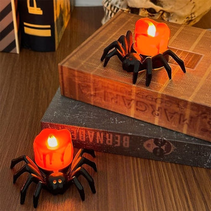 🏆2026 Hot Sale⚡🎃Halloween LED Pumpkin Lamp with Creepy Spider - Flameless Flickering Candle Light for Home Decor🕷️