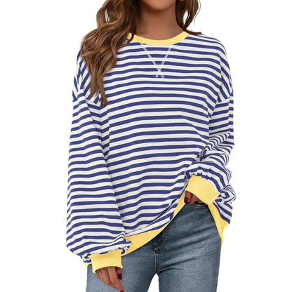 💗Women's Striped Hoodie Sweatshirt with Long Lantern Sleeves