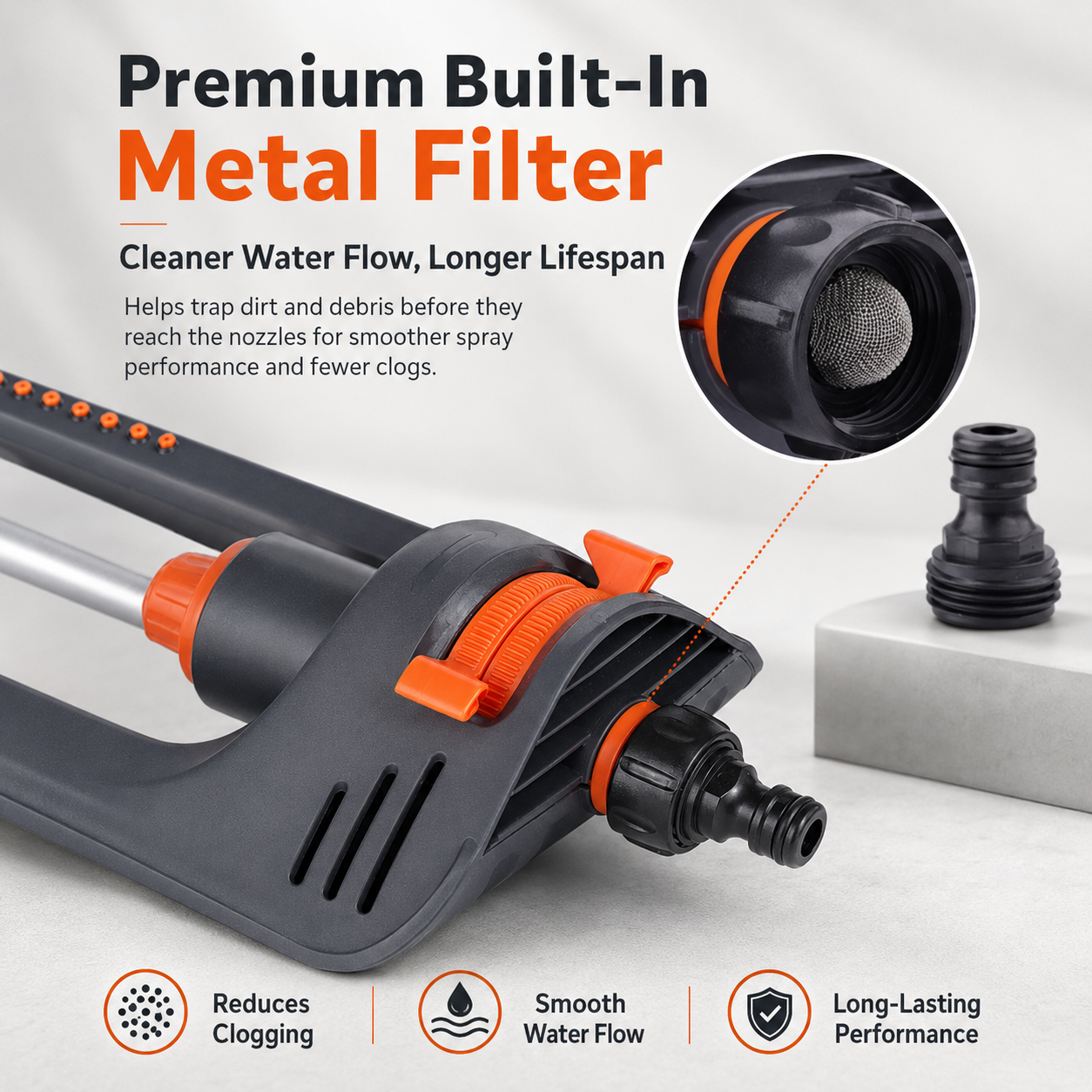 Large Coverage Oscillating Yard Sprinkler (Up to 32ft) - 19 Precision Nozzles with Built-In Unclogging Pin