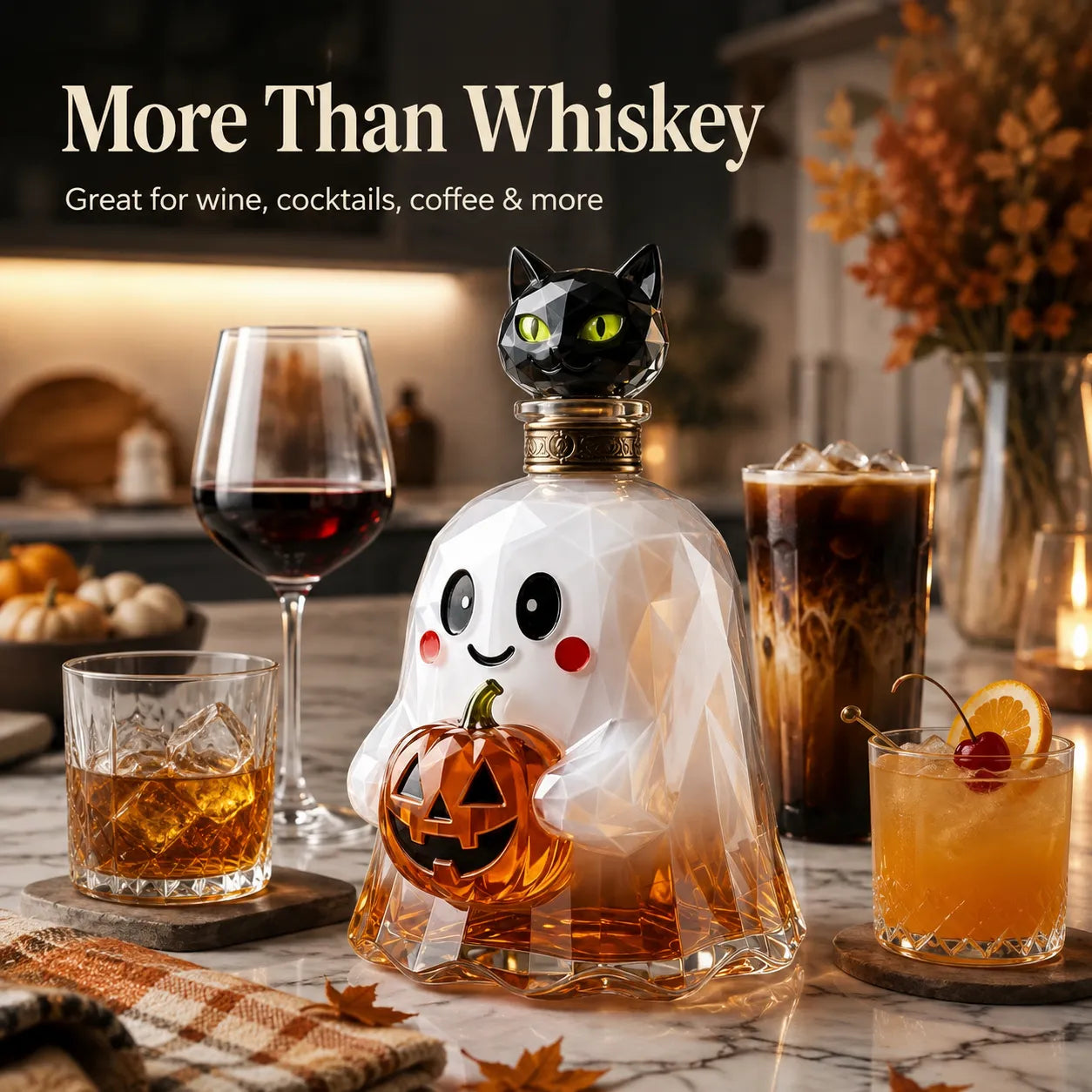 🔥HOT SALE🔥Ghost Pumpkin Halloween Decanter 🎃 Spooky Glass Whiskey Bottle 💥Buy 2 Get Free Shipment💥