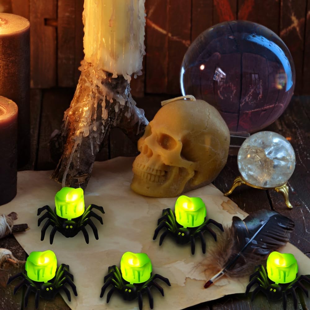 🏆2026 Hot Sale⚡🎃Halloween LED Pumpkin Lamp with Creepy Spider - Flameless Flickering Candle Light for Home Decor🕷️