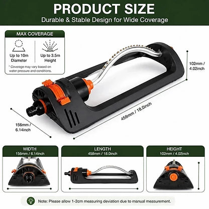 Large Coverage Oscillating Yard Sprinkler (Up to 32ft) - 19 Precision Nozzles with Built-In Unclogging Pin