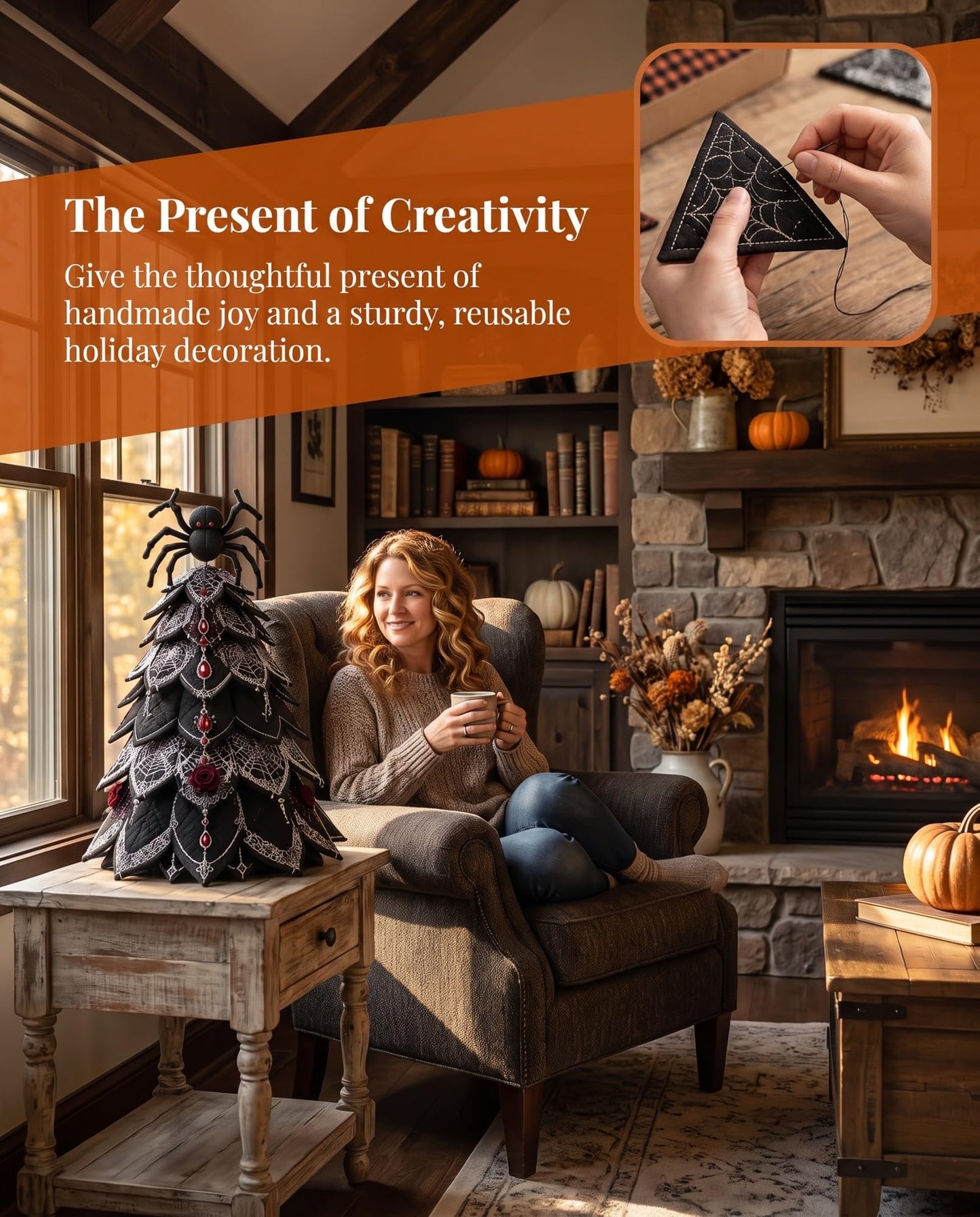 Halloween Quilted Fabric Tree Kit | 3D DIY Tabletop Centerpiece